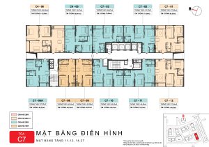 Phân Tích Mặt Bằng Capital Square Đà Nẵng: Tòa C7 Victory Palace Mặt bằng căn hộ Capital Square điển hình Tầng 11 12 14 toi 27